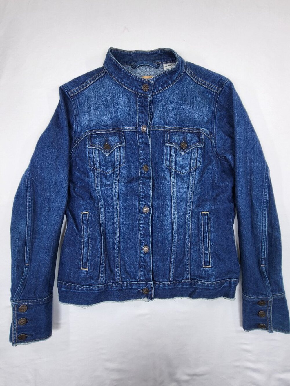 Levi Strauss Signature Jean Jacket Juniors L 11/13 Denim Mandarin Collar Cuffed